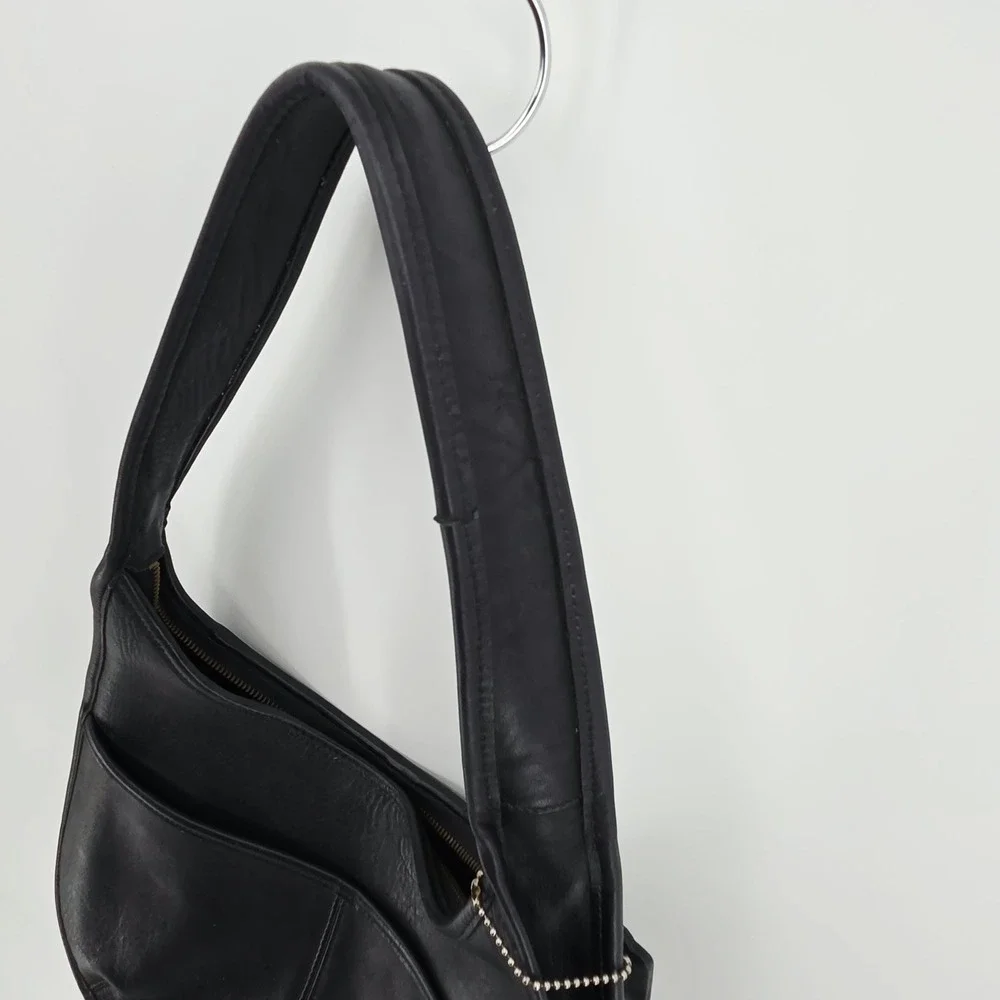 Coach Ergo Style Pocket Zip Black Leather Hobo Shoulder Bag Made in USA Vintage